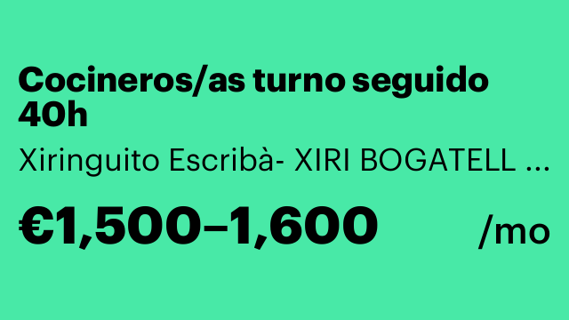 Cocineros/as turno seguido 40h