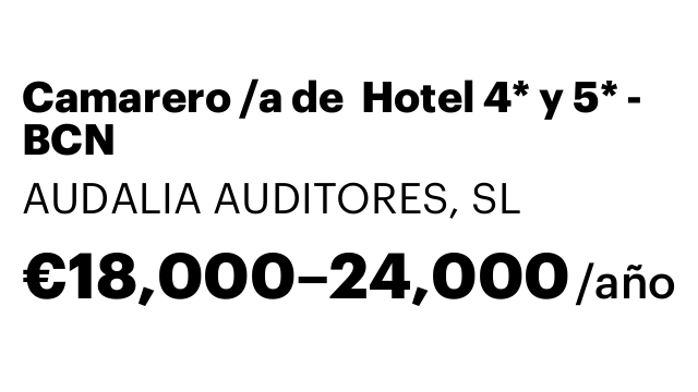 Camarero /a de  Hotel 4* y 5* - BCN