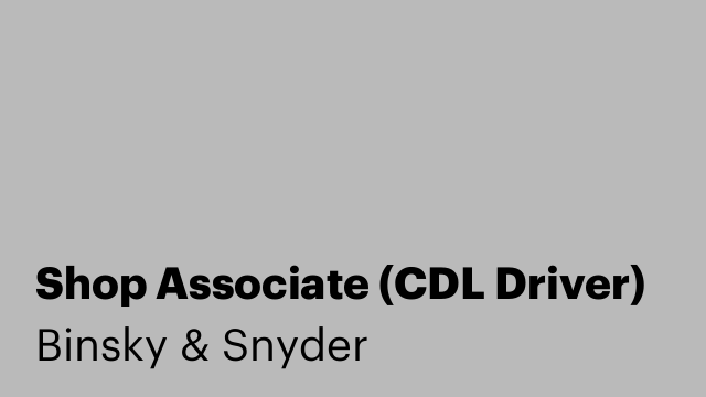 Shop Associate (CDL Driver)