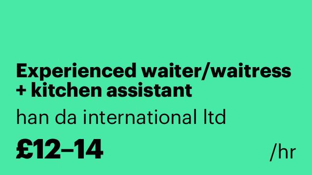 Experienced waiter/waitress + kitchen assistant