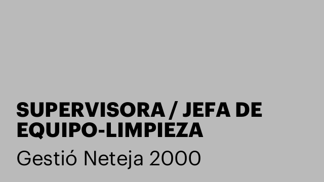 SUPERVISORA / JEFA DE EQUIPO-LIMPIEZA