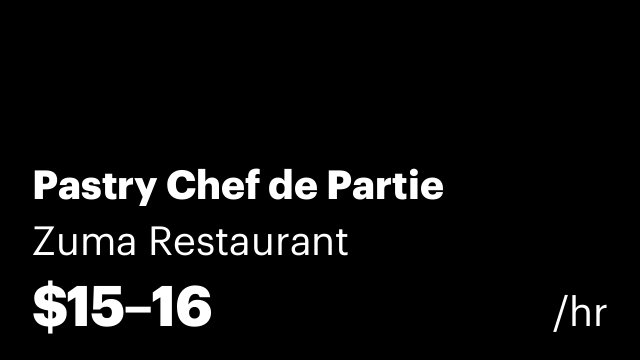 Pastry Chef de Partie