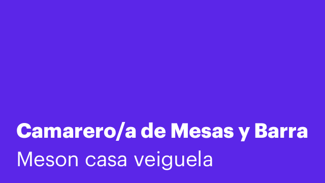 Camarero/a de Mesas y Barra