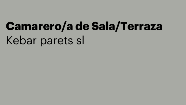 Camarero/a de Sala/Terraza