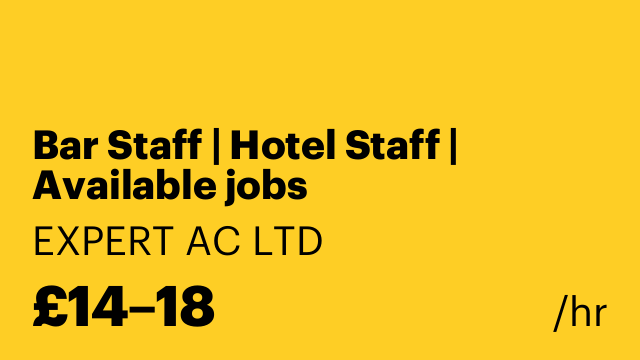 Bar Staff | Hotel Staff | Available jobs