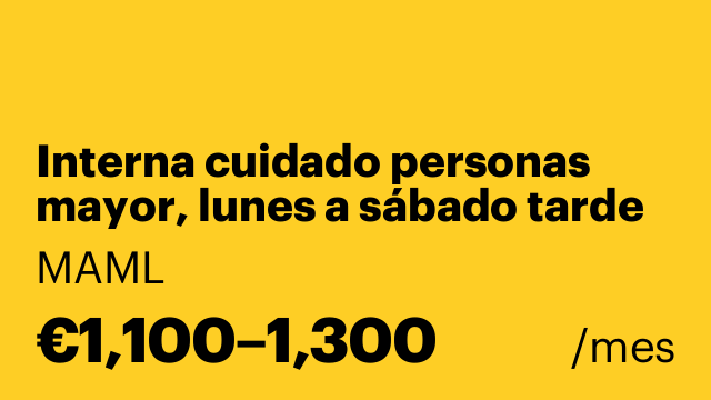 Interna cuidado personas mayor, lunes a sábado tarde