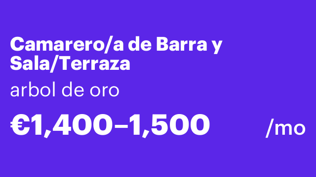 Camarero/a de Barra y Sala/Terraza