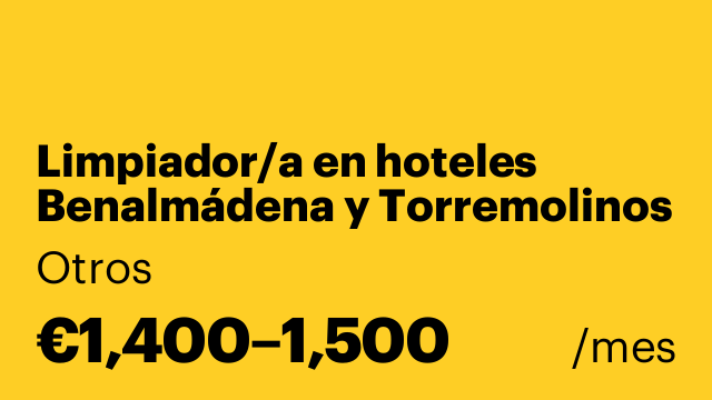 Limpiador/a en hoteles Benalmádena y Torremolinos