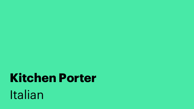 Kitchen Porter
