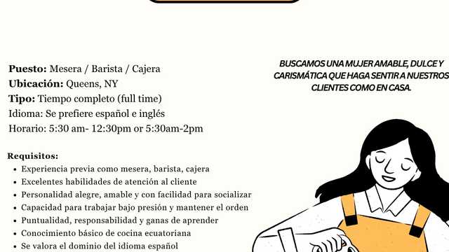 Mesera / Barista / Cajera