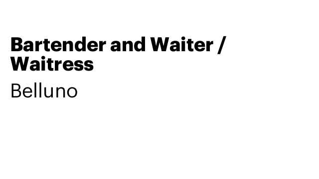 Bartender and Waiter / Waitress