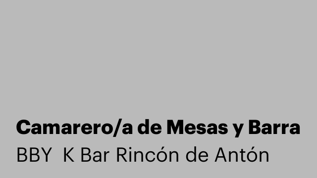 Camarero/a de Mesas y Barra