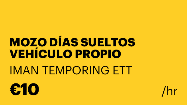 MOZO DÍAS SUELTOS VEHÍCULO PROPIO