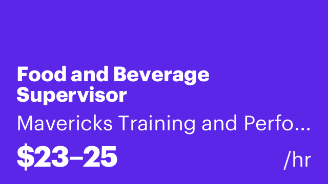 Food and Beverage Supervisor