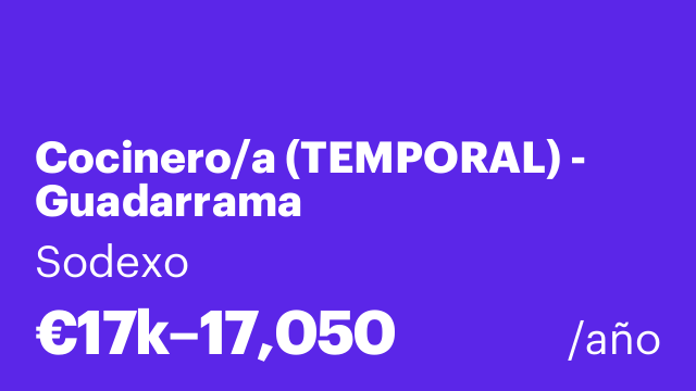 Cocinero/a (TEMPORAL) - Guadarrama
