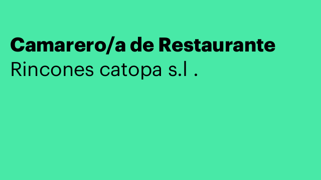 Camarero/a de Restaurante