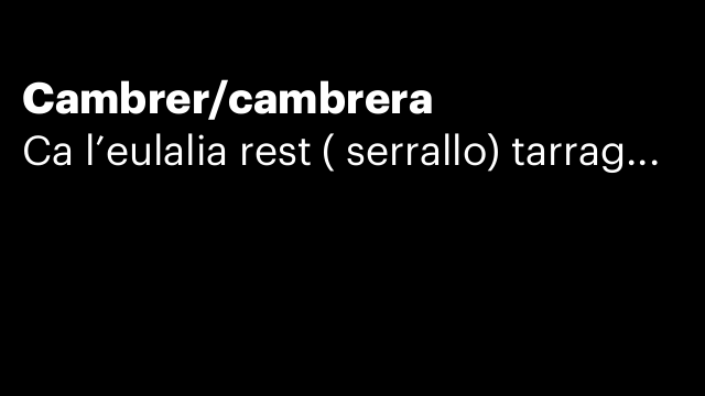 Cambrer/cambrera