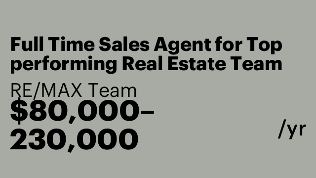 Full Time Sales Agent for Top performing Real Estate Team