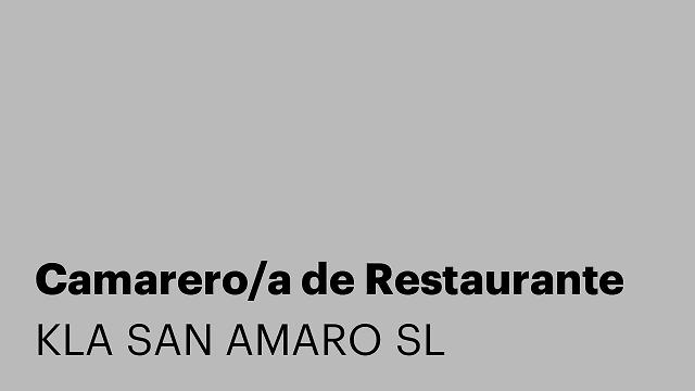 Camarero/a de Restaurante