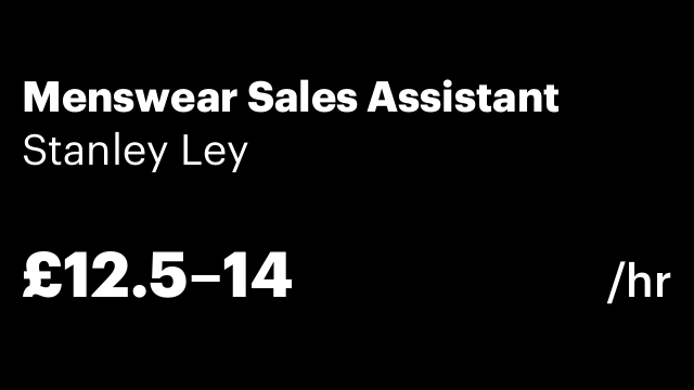 Menswear Sales Assistant
