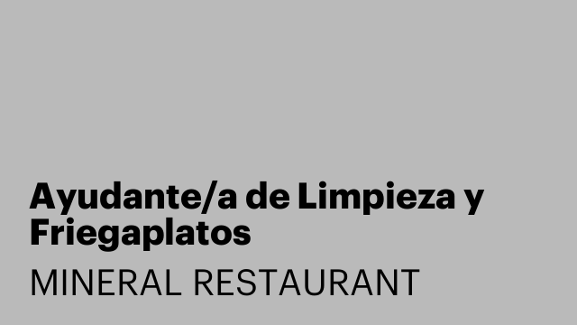 Ayudante/a de Limpieza y Friegaplatos