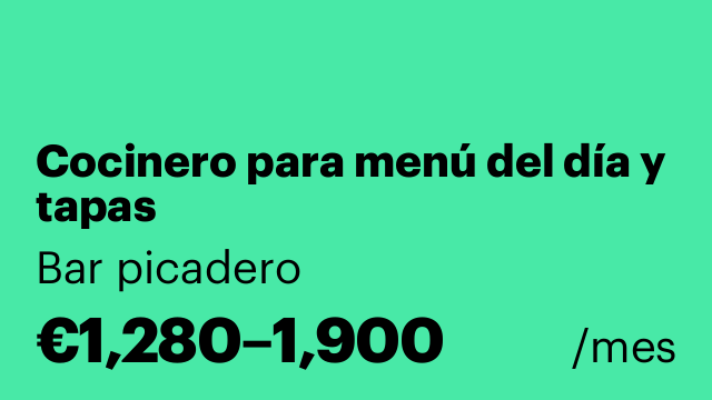 Cocinero para menú del día y tapas