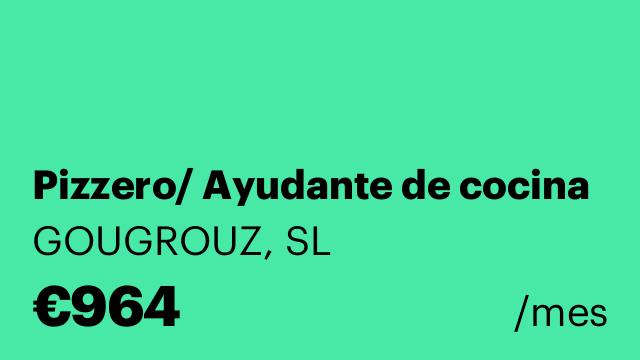 Pizzero/ Ayudante de cocina