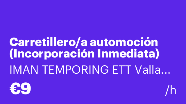 Carretillero/a automoción (Incorporación Inmediata)