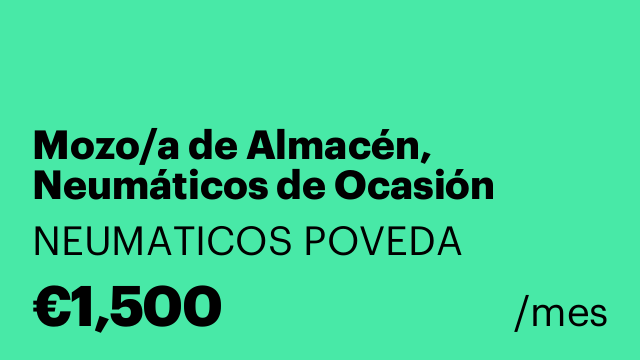 Mozo/a de Almacén, Neumáticos de Ocasión