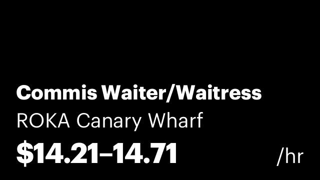 Commis Waiter/Waitress