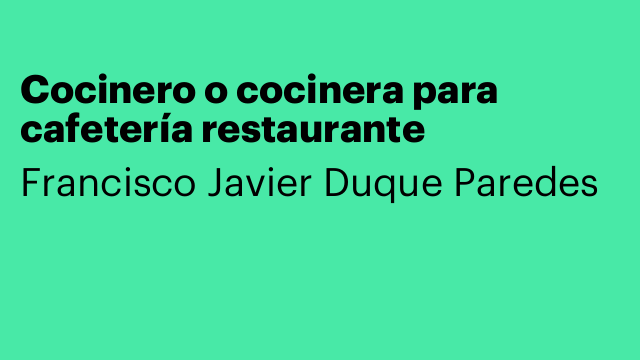 Cocinero o cocinera para cafetería restaurante
