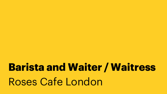 Barista and Waiter / Waitress