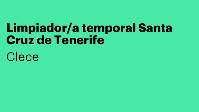 Limpiador/a temporal Santa Cruz de Tenerife