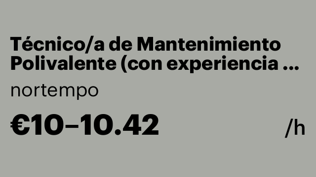 Técnico/a de Mantenimiento Polivalente (con experiencia en piscinas)