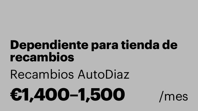 Dependiente para tienda de recambios