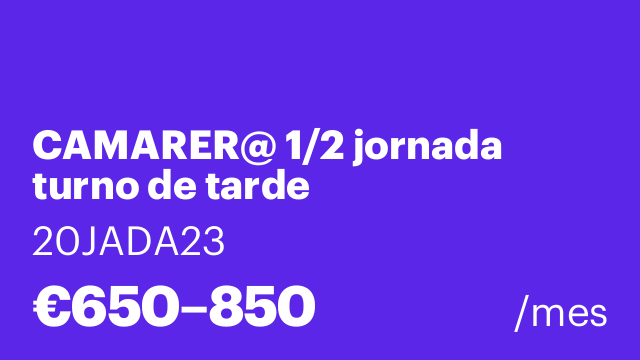 CAMARER@ 1/2 jornada turno de tarde