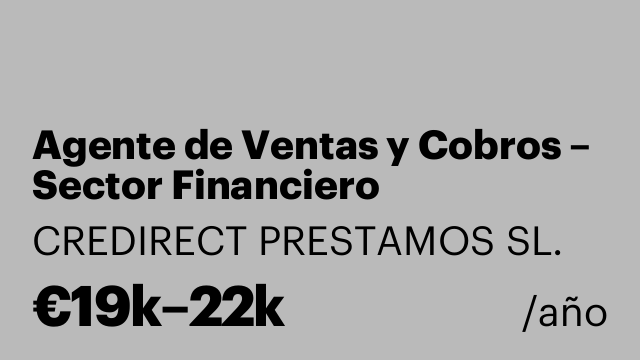 Agente de Ventas y Cobros – Sector Financiero