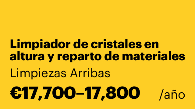 Limpiador de cristales en altura y reparto de materiales