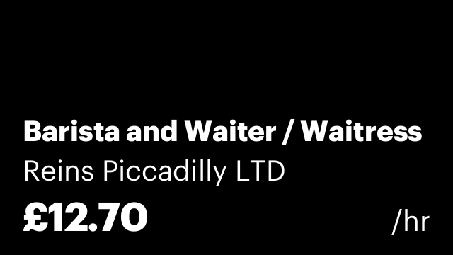 Barista and Waiter / Waitress