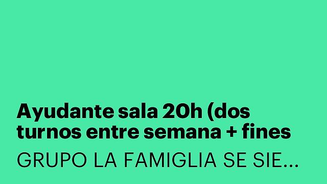 Ayudante sala 20h (dos turnos entre semana + fines de semana) [LYSFDSM]