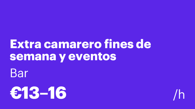 Extra camarero fines de semana y eventos