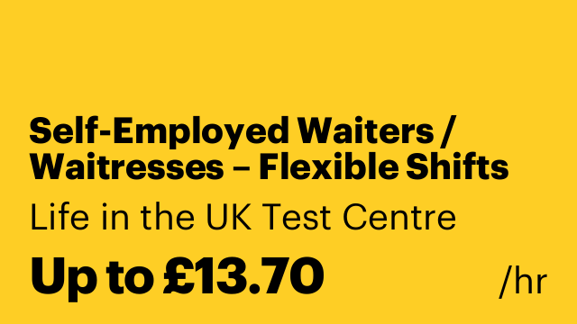 Self-Employed Waiters / Waitresses – Flexible Shifts in London