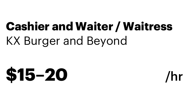 Cashier and Waiter / Waitress