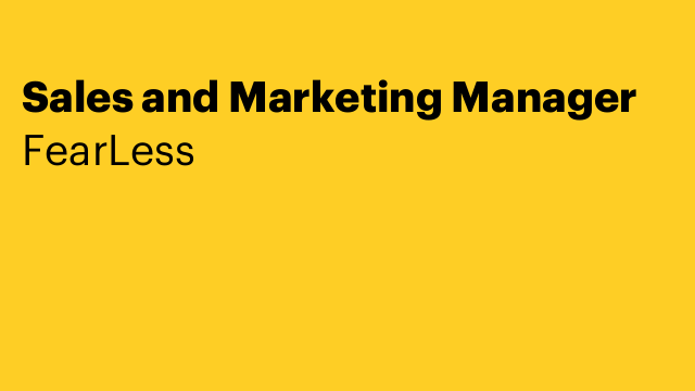 Sales and Marketing Manager