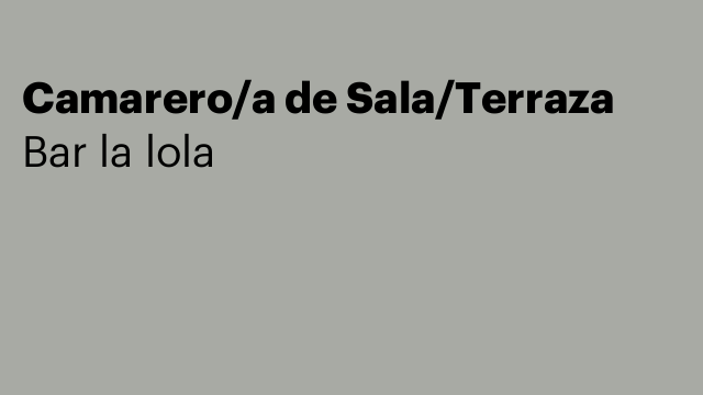 Camarero/a de Sala/Terraza