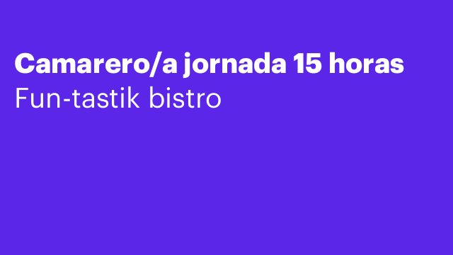Camarero/a jornada 15 horas