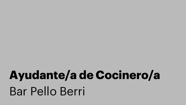 Ayudante/a de Cocinero/a