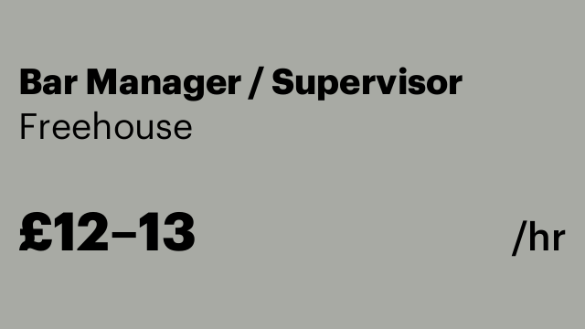 Bar Manager / Supervisor