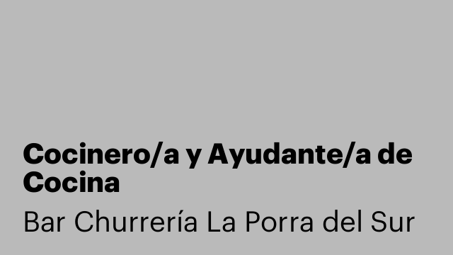 Cocinero/a y Ayudante/a de Cocina