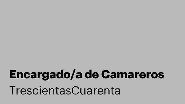 Encargado/a de Camareros